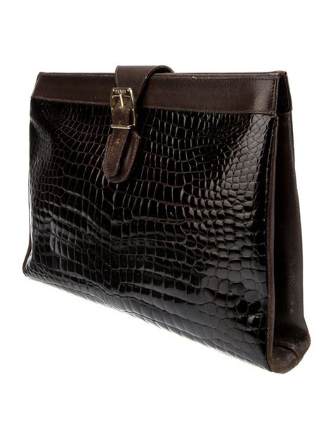 fendi silver clutch|fendi crocodile vintage clutch.